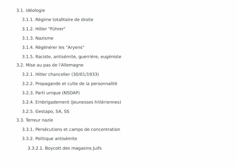 Régime totalitaire
de droite
Boycott des magasins Juifs
Lois de Nuremberg (1935)
Nuit de Cristal (9 au 10 novembre 1938)
Hitler "Führer"
Naz