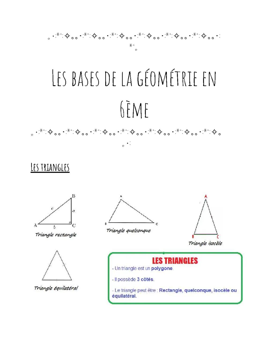 Découvre les Bases de la Géométrie en 6ème : Triangles et Angles !