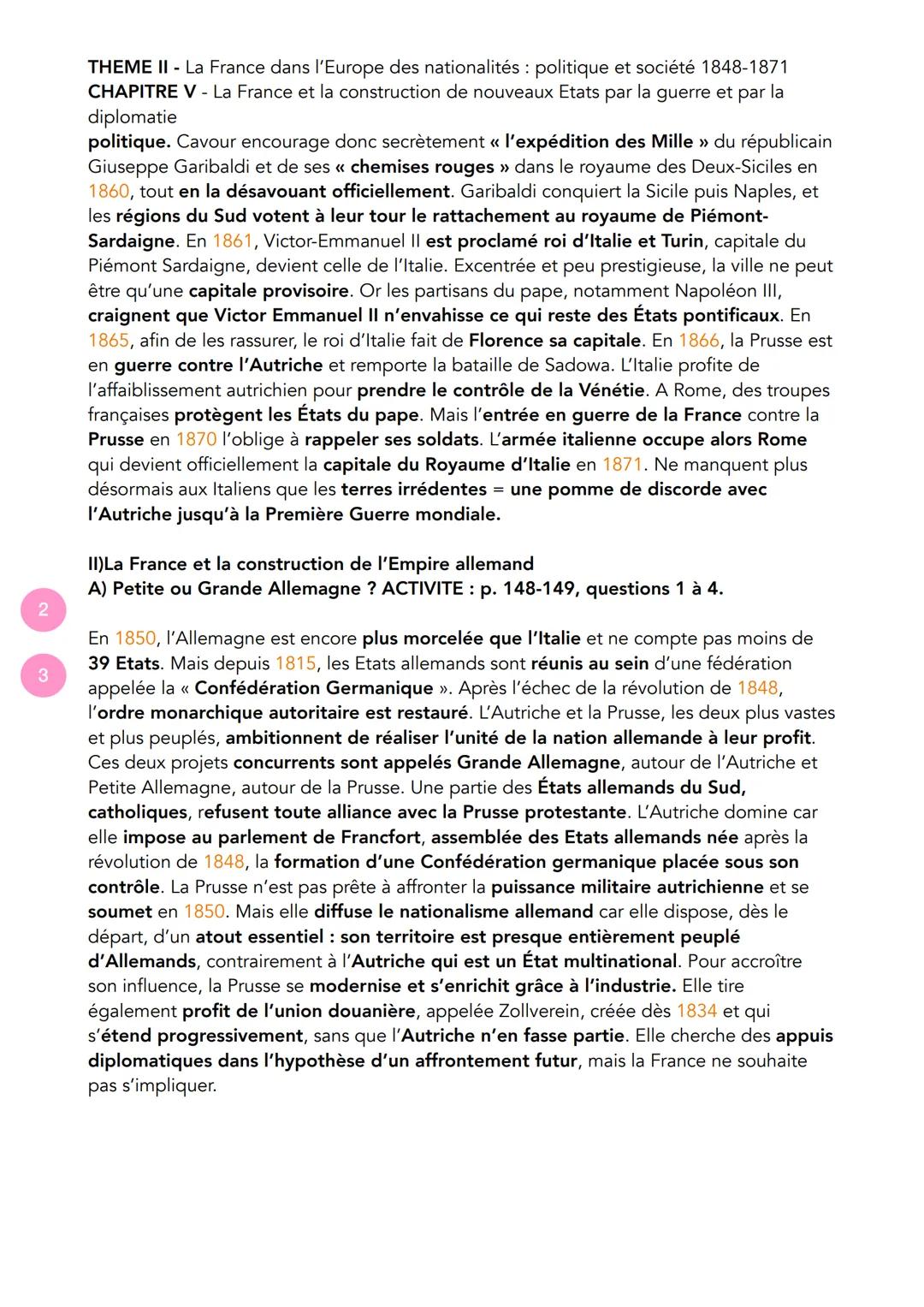 THEME II - La France dans l'Europe des nationalités : politique et société 1848-1871
CHAPITRE V - La France et la construction de nouveaux E