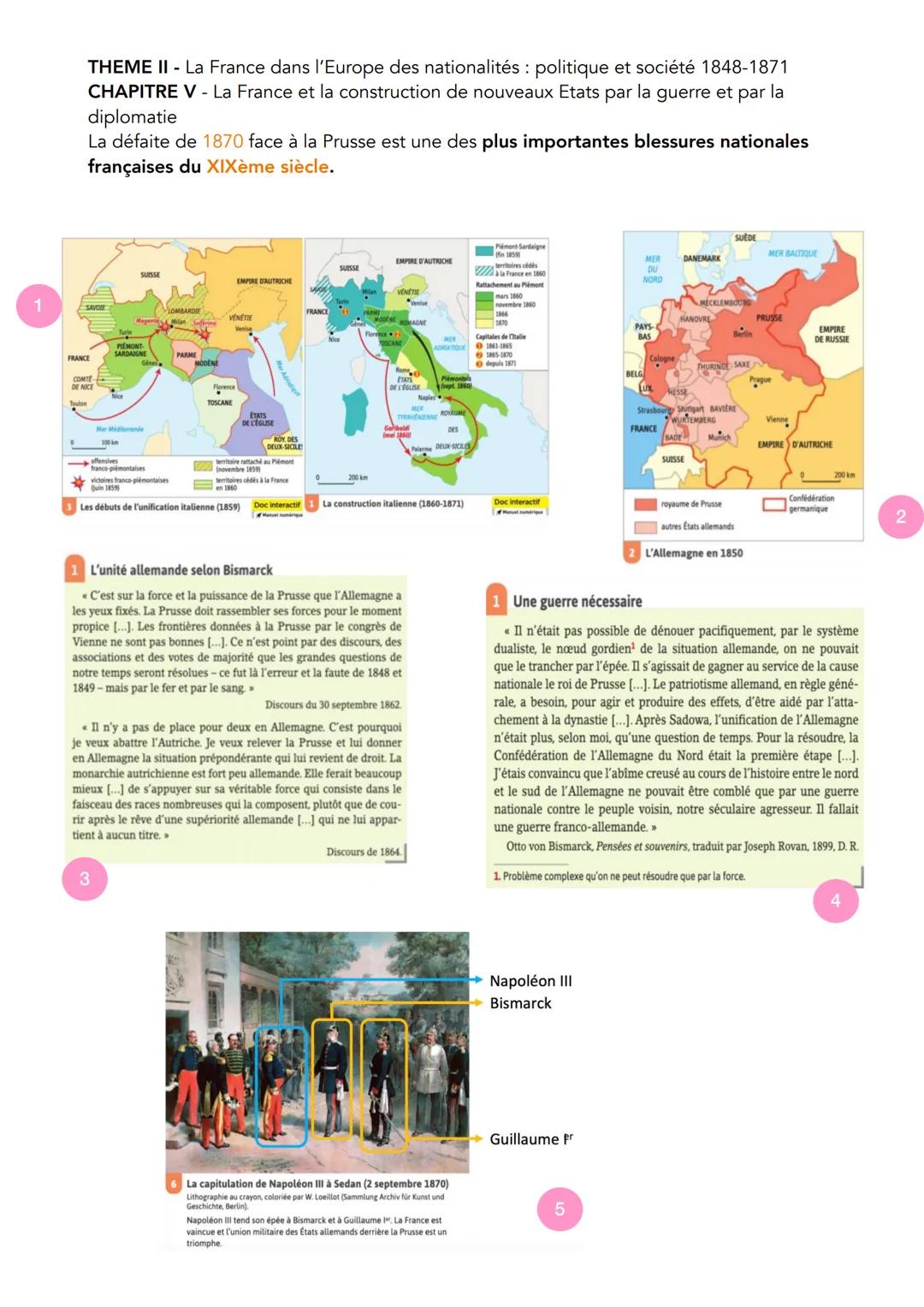 THEME II - La France dans l'Europe des nationalités : politique et société 1848-1871
CHAPITRE V - La France et la construction de nouveaux E