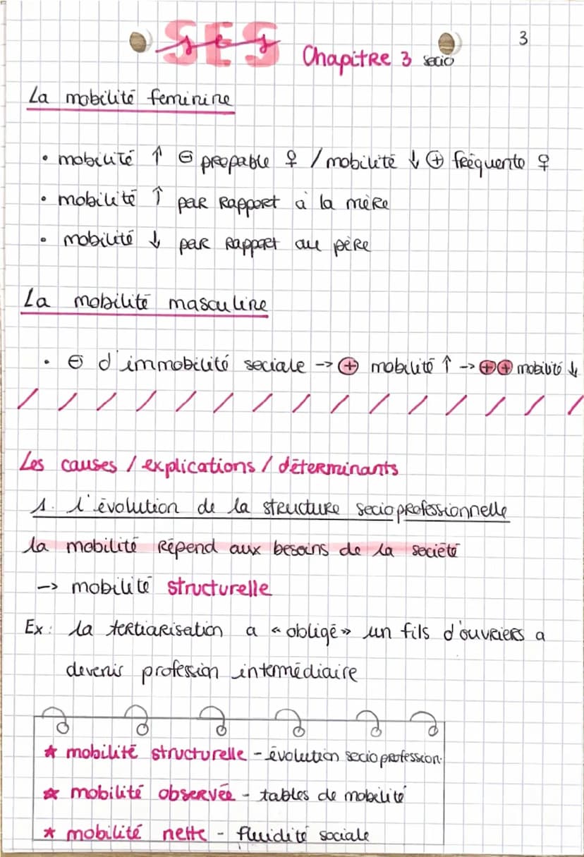• SES
Л
Chapitre 3 Seco
La mobilité sociale
*3 formes
mobilité géographique
mobilité intrago ne Rationnelle
(professionnelle)
mobilité - int