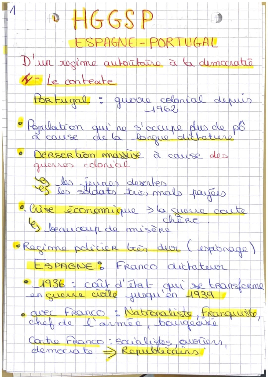 A
40
• H G G S P
4
ESPAGNE - PORTUGAL
D'un regime autoritaire à la democratiê
N-Le contexte
o
Portugal: guerre colonial depuis
4962
O
• Popu