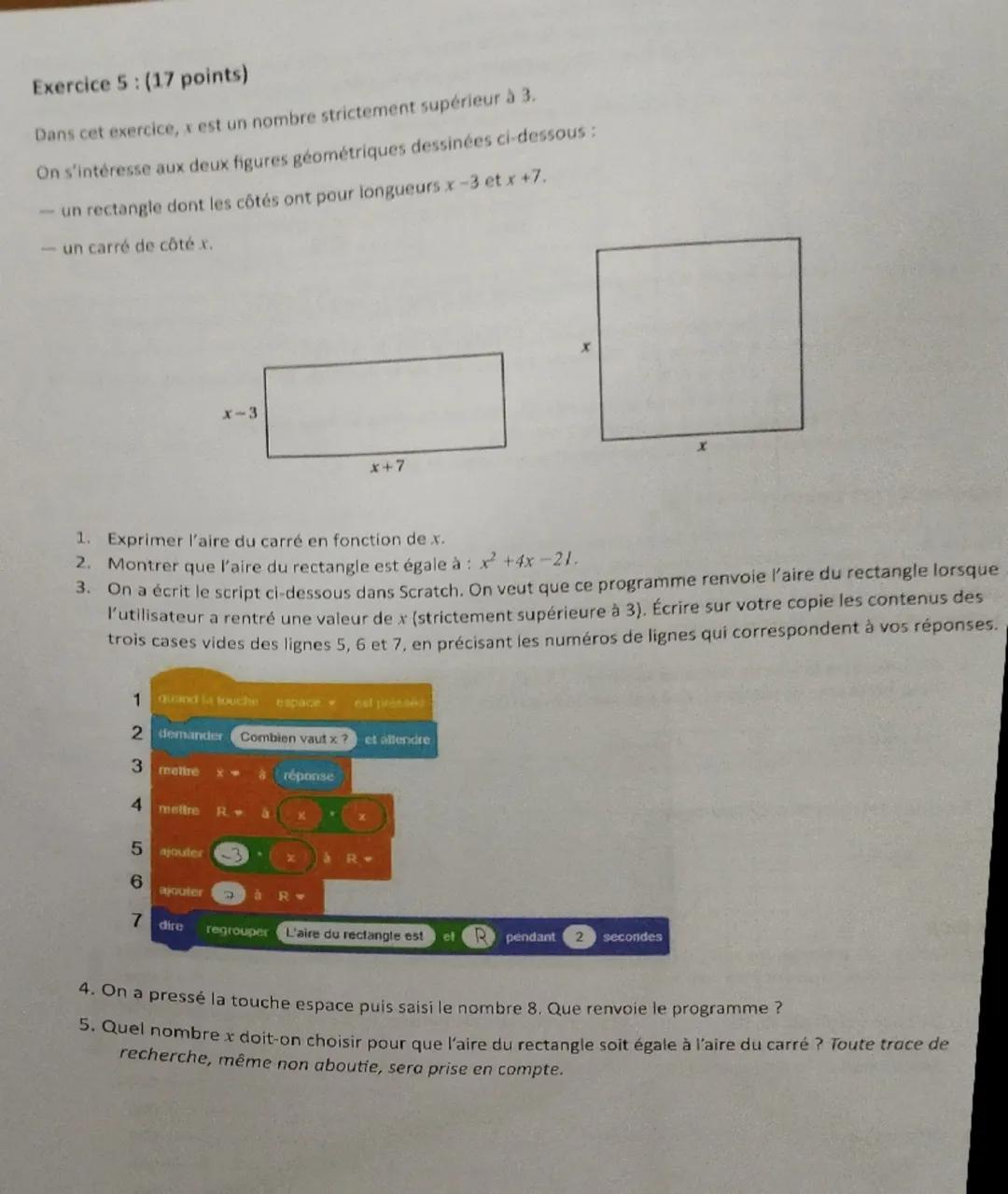 --- OCR Start ---
camin
et Blanc n°1
Janvier 2025
Épreuve de Mathématiques
Le sujet est constitué de cing exercices indépendants. Le condida