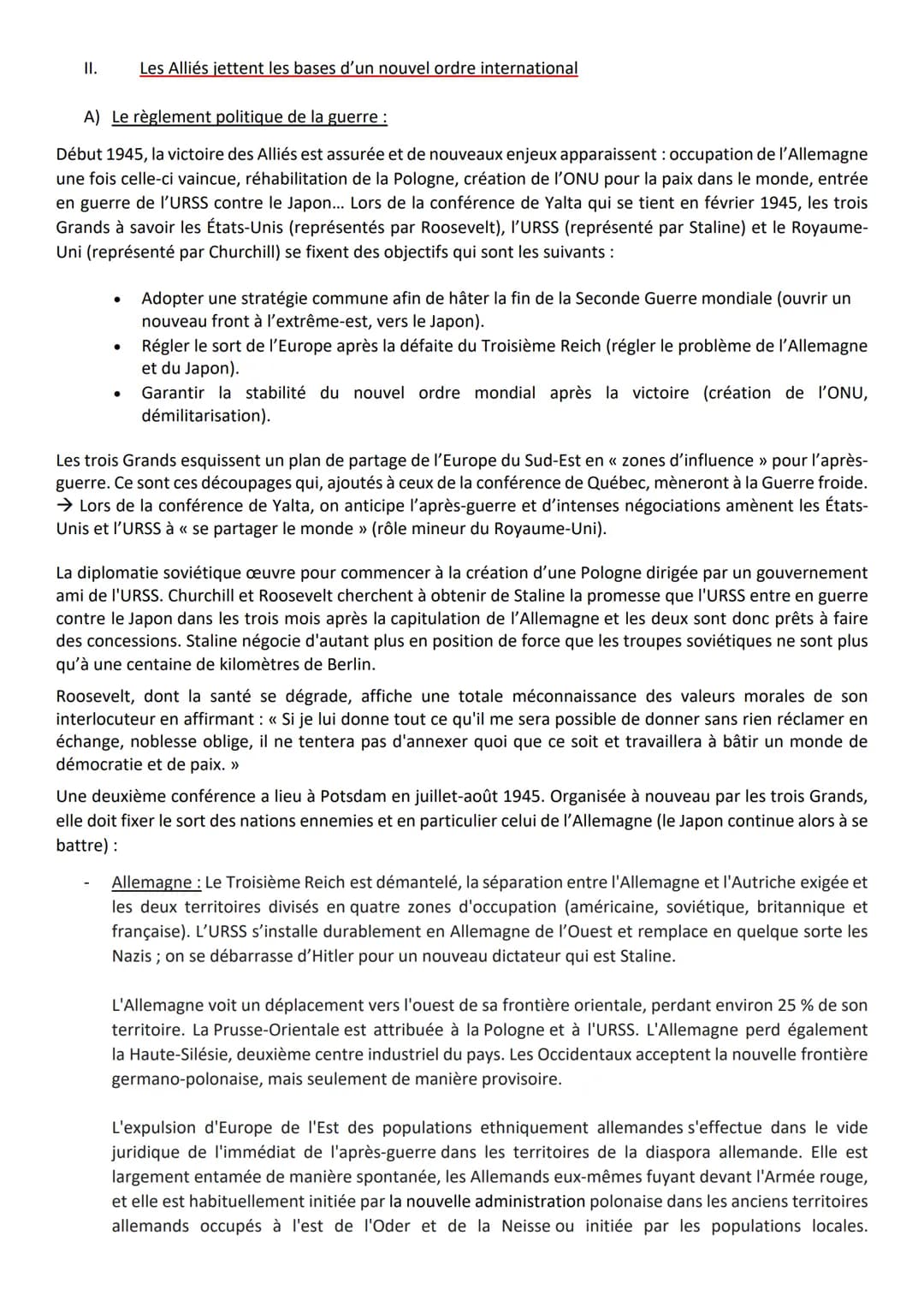 THÈME 2: LA MULTIPLICATION DES ACTEURS INTERNATIONAUX DANS UN MONDE BIPOLAIRE (1945-1970)
COURS 1: La fin de la Seconde Guerre mondiale et l