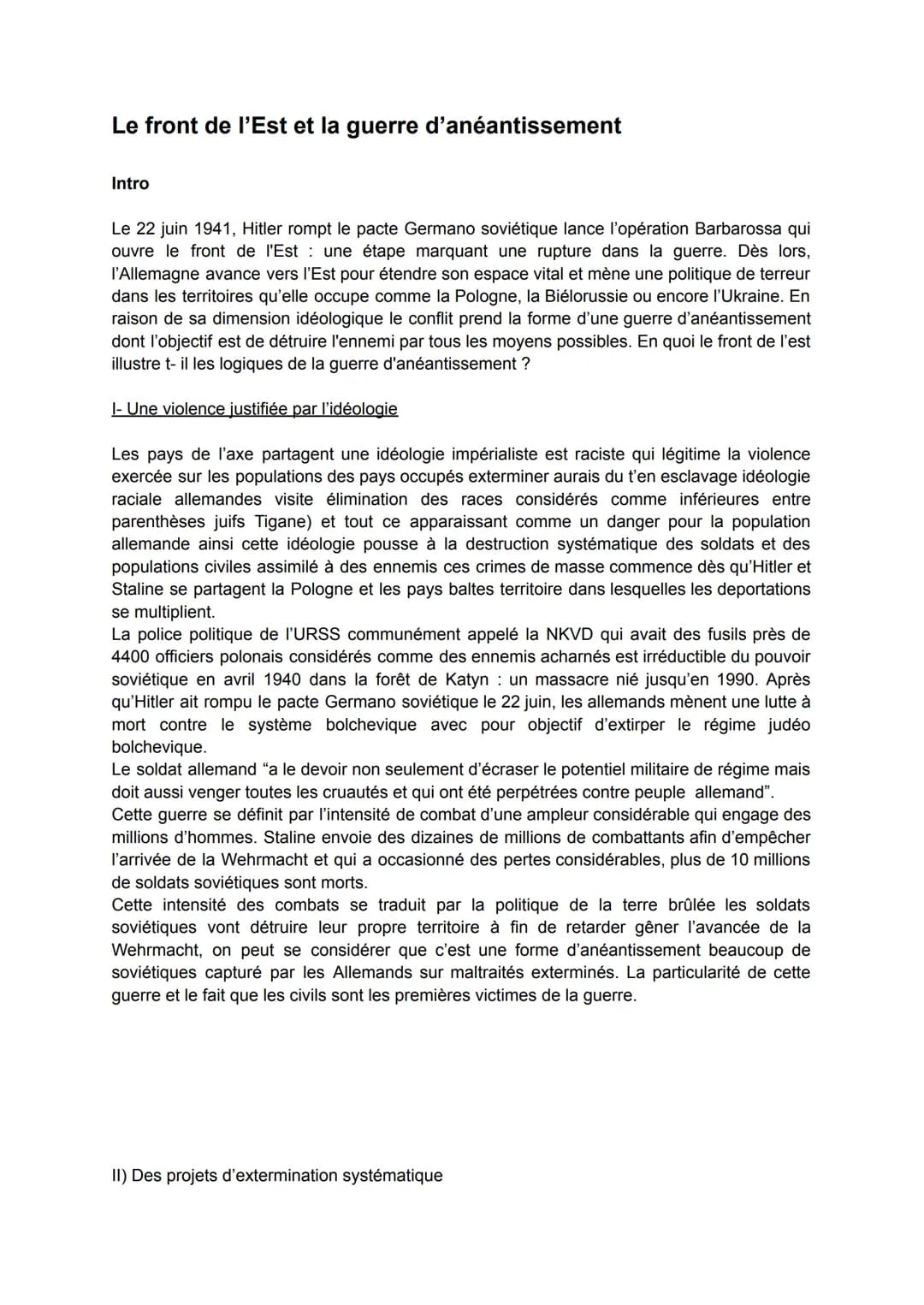 Le front de l'Est et la guerre d'anéantissement
Intro
Le 22 juin 1941, Hitler rompt le pacte Germano soviétique lance l'opération Barbarossa