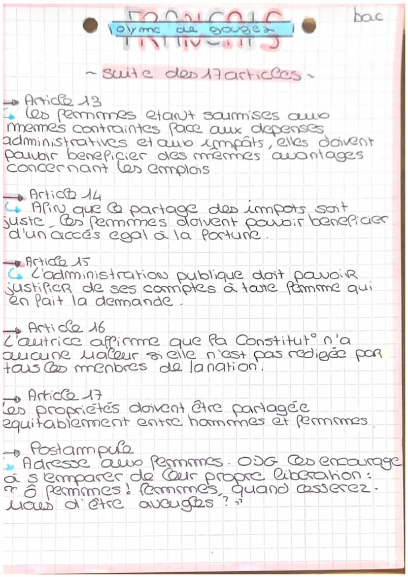BRONCOLS
Olympe de
lages
BISHIN CAUS
Cs 17 articles de la DDFC
"Hommme es tu capable
Adresse aux hommes. ('autrice
s'interroge sur Cour capa