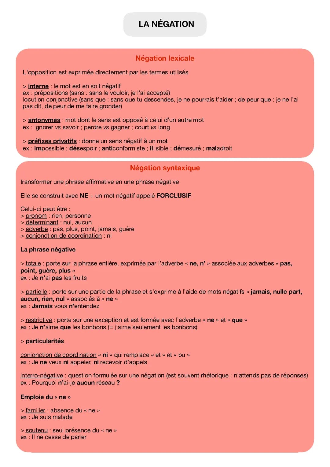 La Négation 
