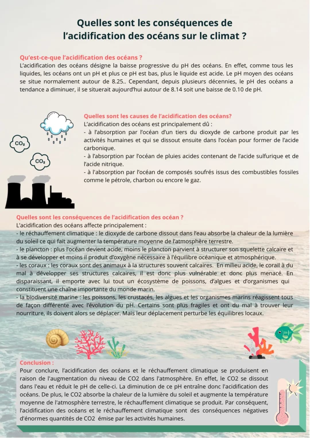 Les conséquences de l'acidification des océans sur le climat et les coraux