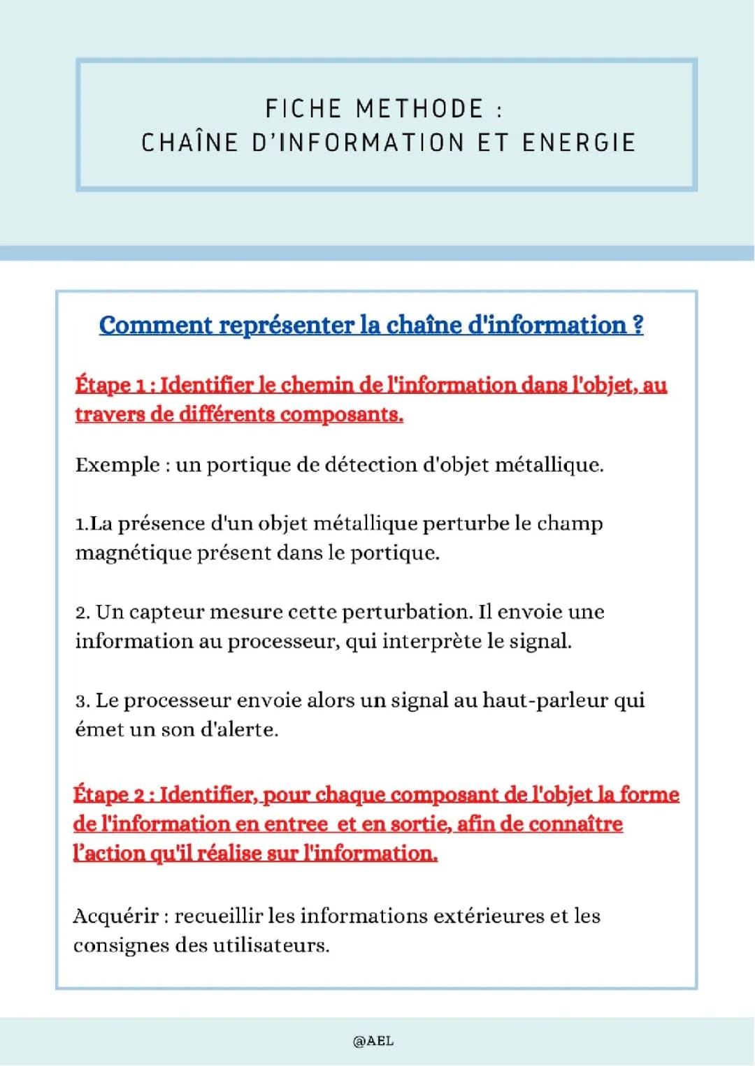 Comprendre la chaîne d'énergie et d'information avec des exercices corrigés en PDF