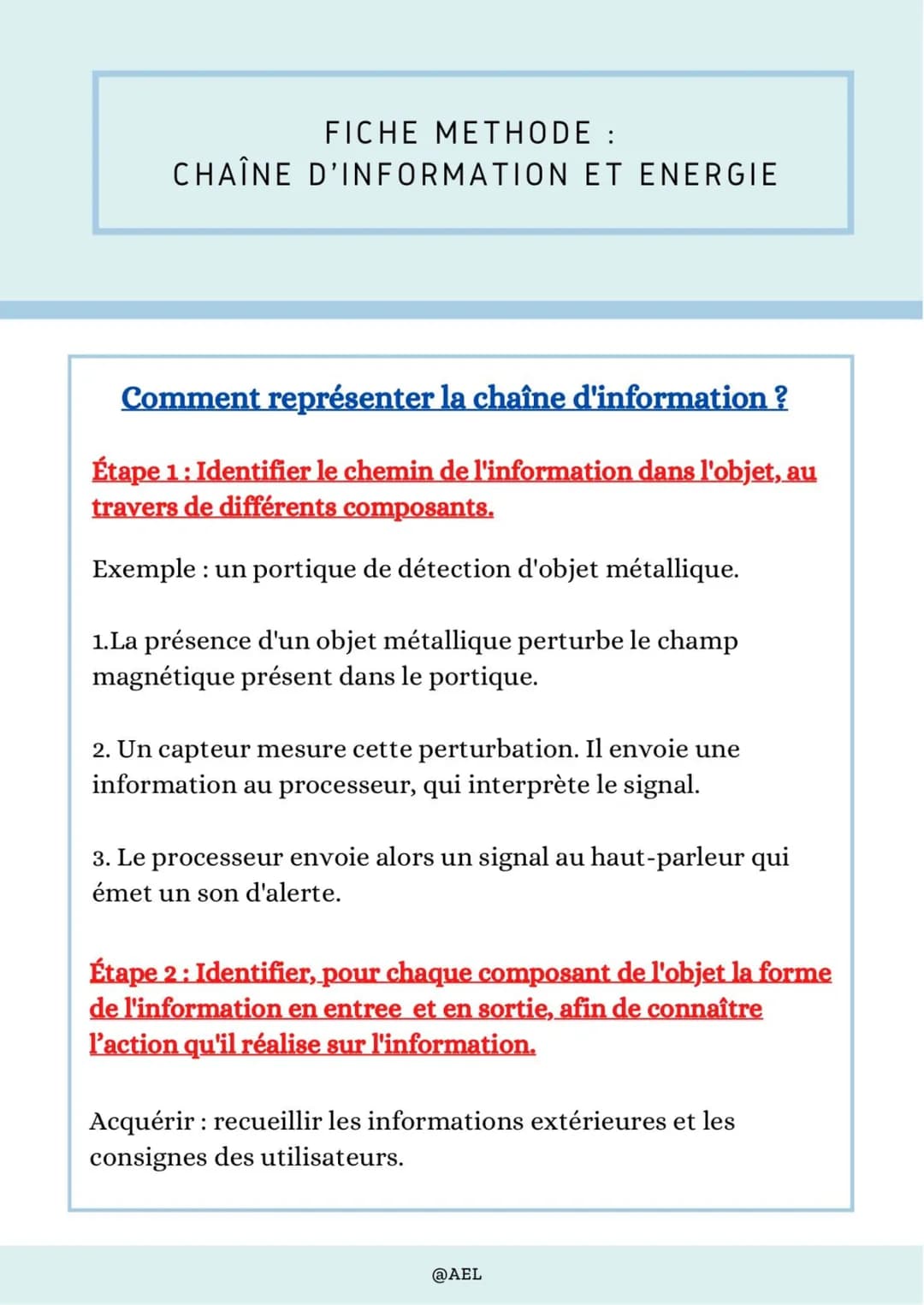 
<p>La chaîne d'énergie et d'information fait référence à la gestion des informations provenant des capteurs et à l'exécution d'opérations e