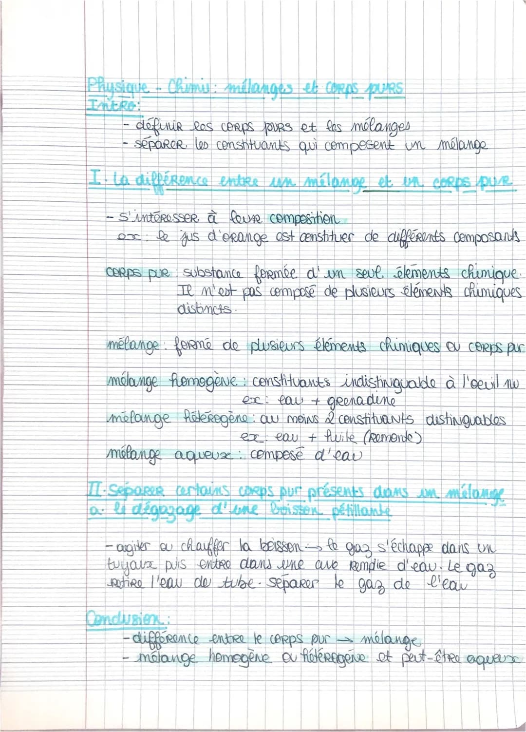 Corps Pur et Mélange: Exercices Corrigés et Cours pour la Seconde PDF
