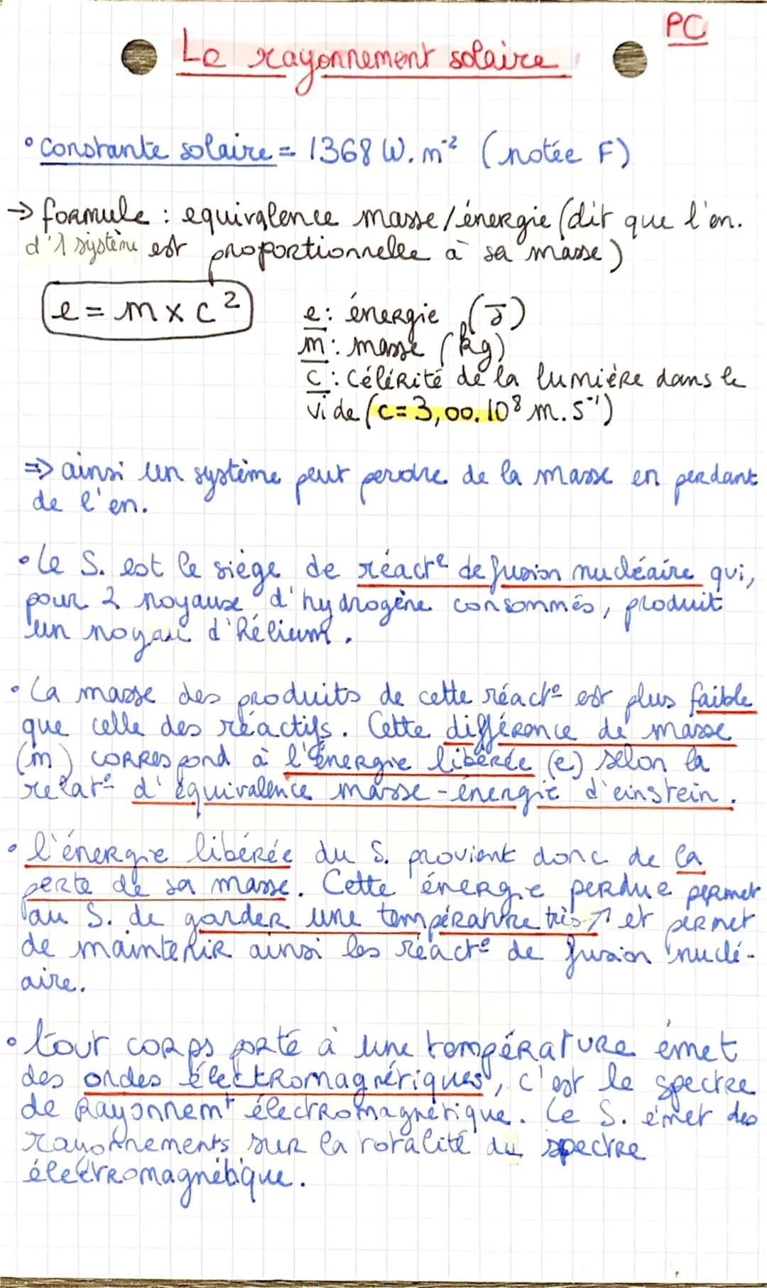 Le rayonnement solaire 1ère - PDF et exercices corrigés