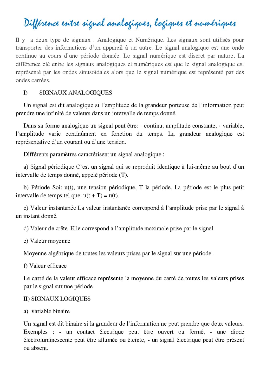 Différence entre Signal Numérique et Signal Analogique : Explications Faciles
