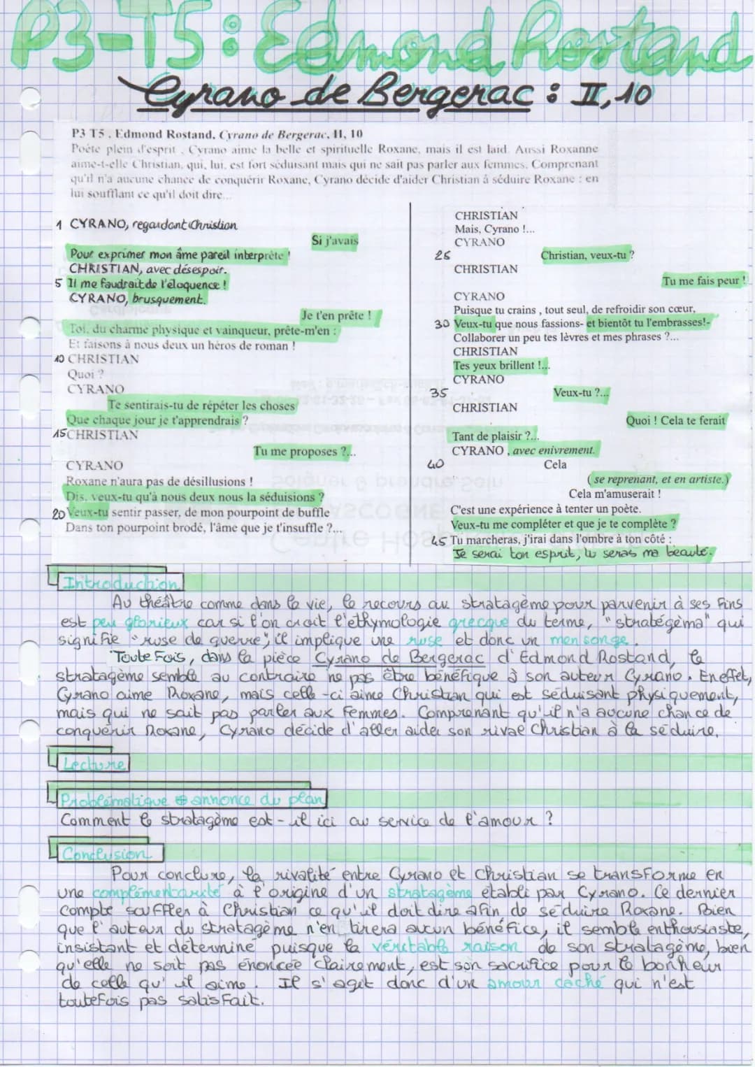 Analyse linéaire II, 10 de Cyrano de Bergerac