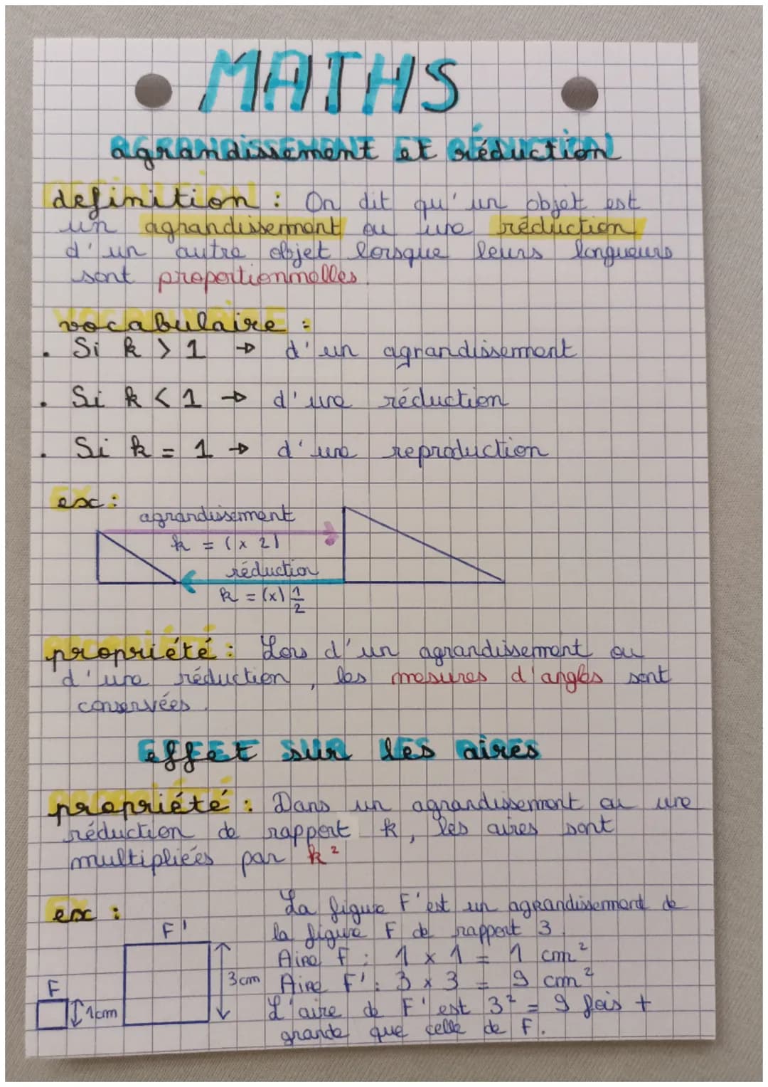 agrandissement et réduction
definition: On dit qu'un objet est
un agrandissement ou
réduction
d'un autre objet lorsque leurs longueurs
Lune
