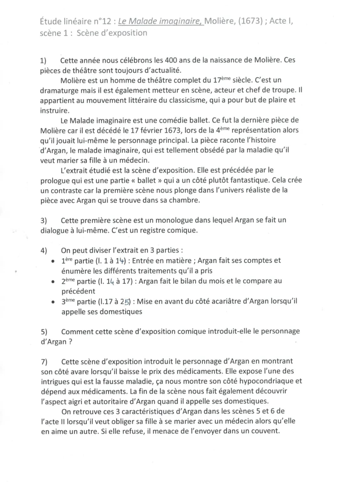 Analyse Linéaire du Malade Imaginaire : Acte 1, Scène 1