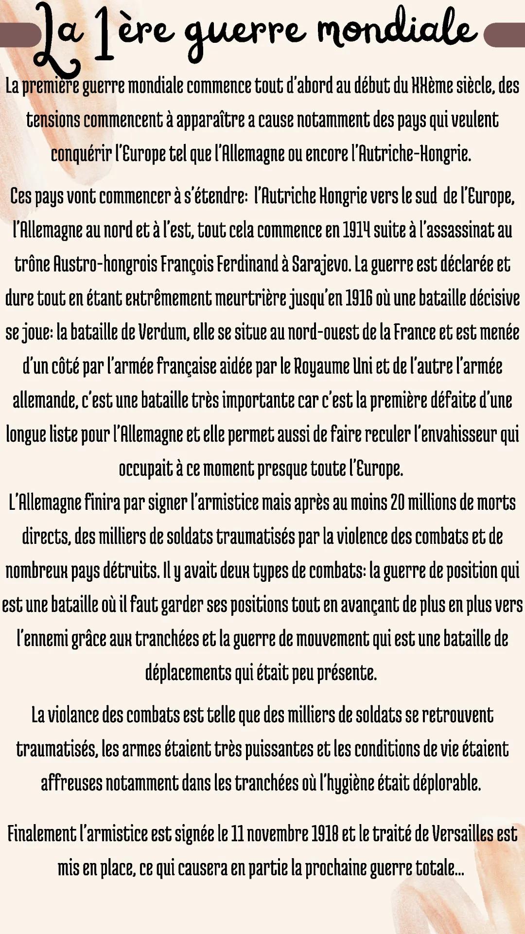 La Première Guerre Mondiale : Un Aperçu Détaillé