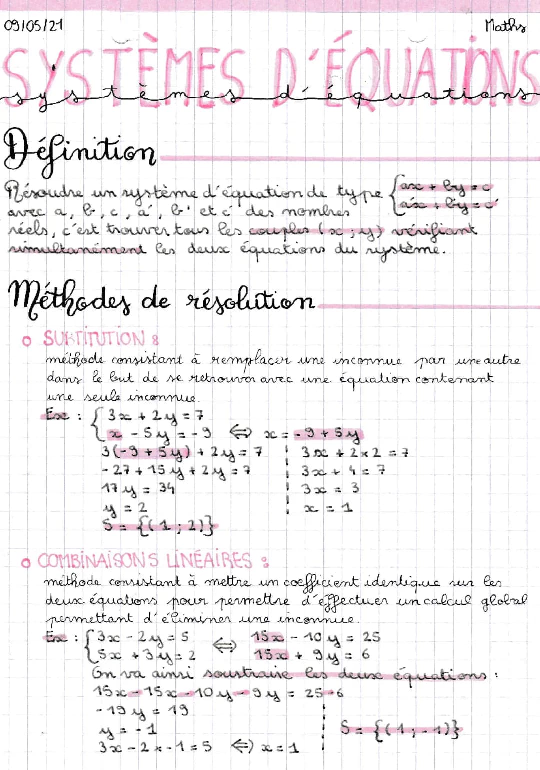 Systèmes d'équations