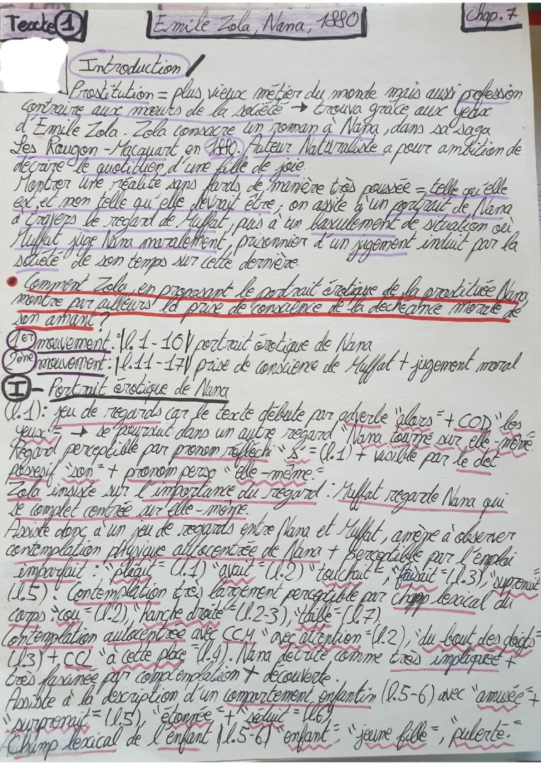 Analyse Linéaire Nana Chapitre 1 - Zola, Émile Zola SchoolMouv