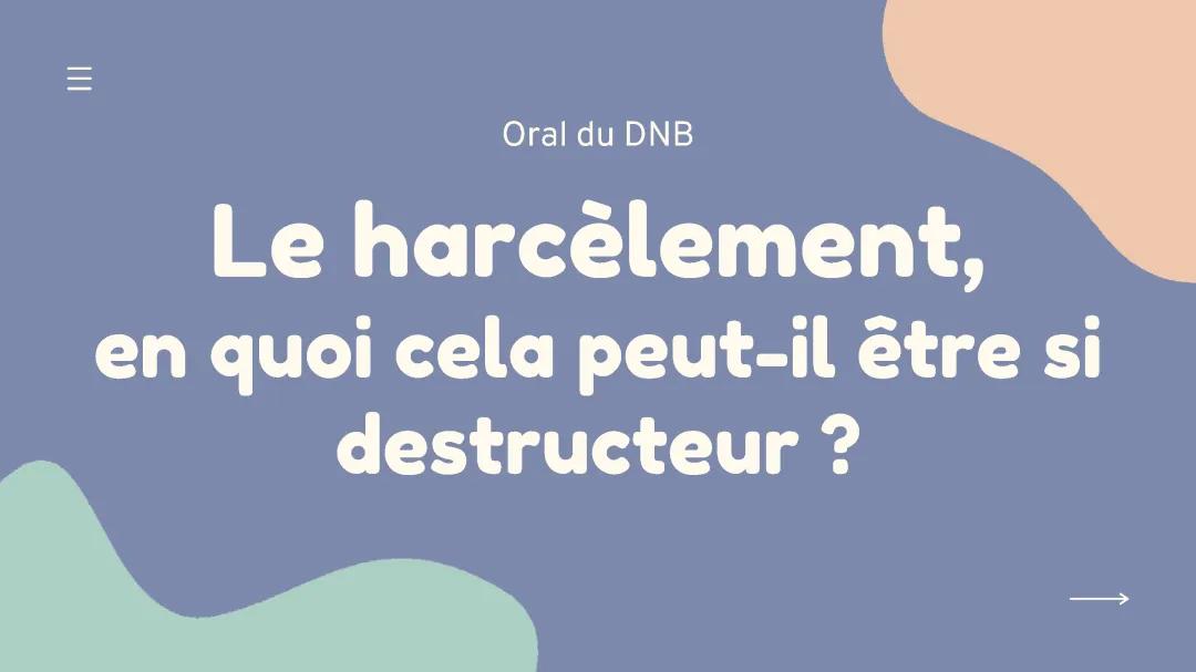 Tout sur l'Oral du Brevet : Harcèlement, Exemples et Code Pénal