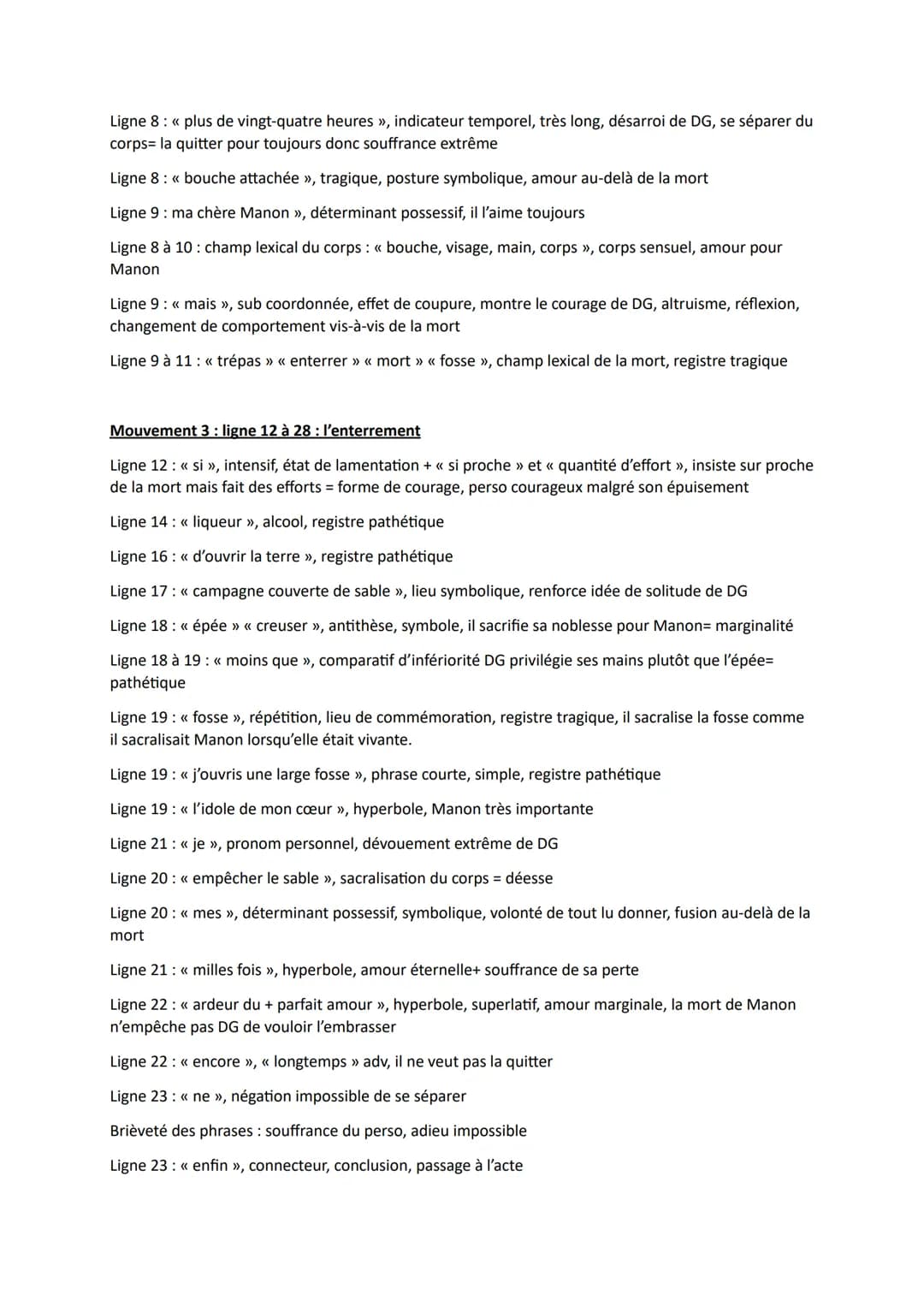 --- OCR Start ---
Lecture linéaire 3 Manon Lescaut
La mort et l'enterrement de Manon
Introduction
Manon Lescaut est un roman écrit par l'abb