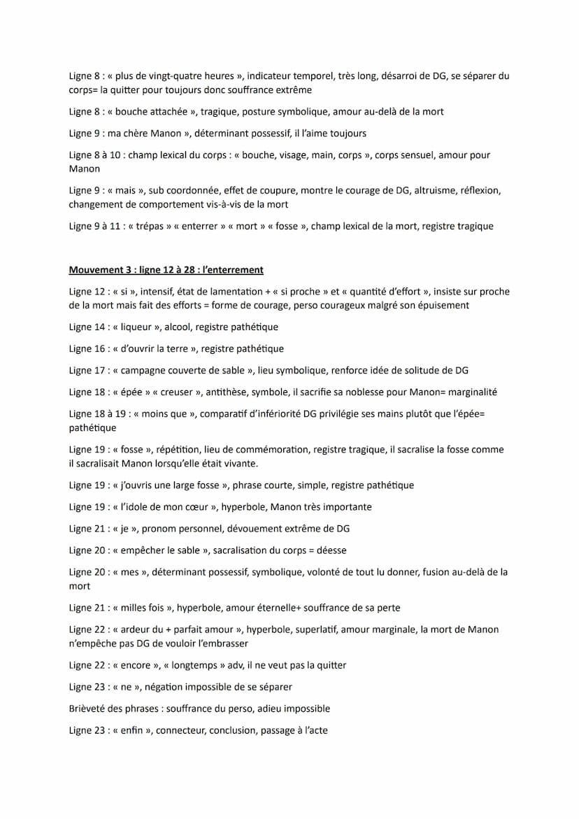 --- OCR Start ---
Lecture linéaire 3 Manon Lescaut
La mort et l'enterrement de Manon
Introduction
Manon Lescaut est un roman écrit par l'abb