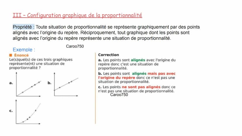 Caroo750
MATHS
Les Proporstionnalité
I - Reconnaître une situation de proportionnalité
Définition : Deux grandeurs sont proportionnelles si 
