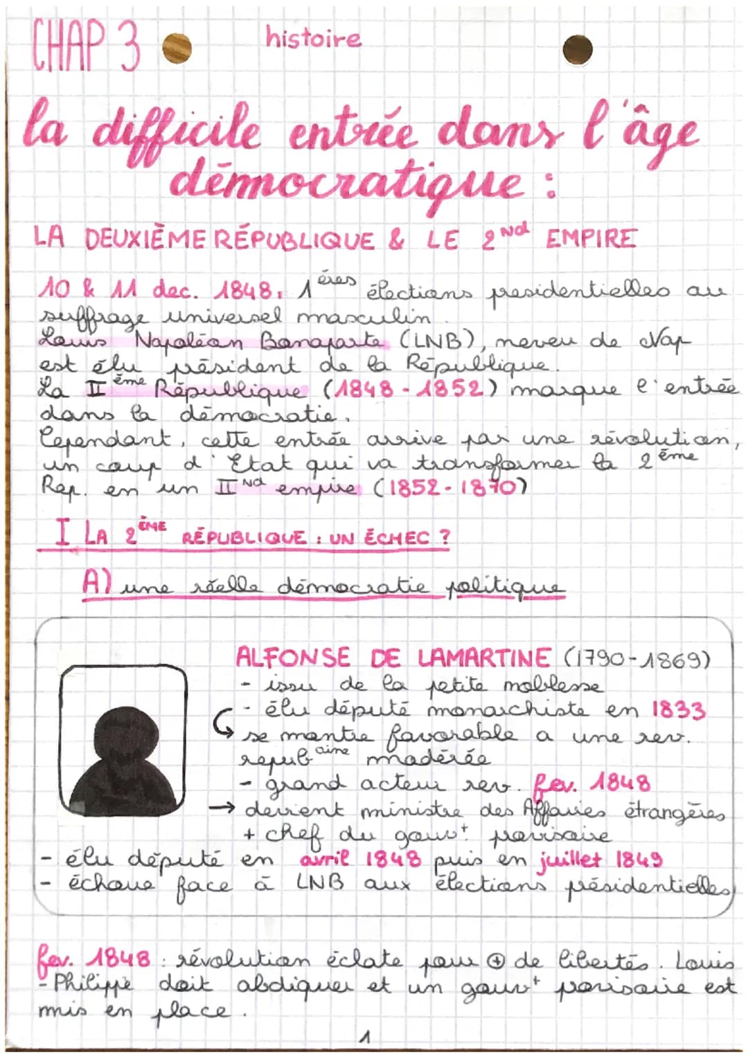 CHAP 3 ->
la difficile entrée dans l'âge
démocratique :
LA DEUXIEME RÉPUBLIQUE & LE 2ND EMPIRE
histoire
éres
10 & 11 dec. 1848, 1
suffrage u