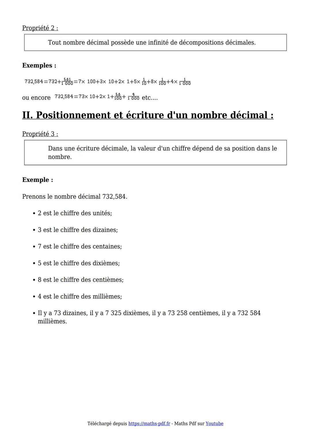 cours 6ème
Maths PDF
Créer telecharger imprimeren POP
I. Définitions et vocabulaire sur les nombres décimaux :
Définition 1:
0
Nombres décim