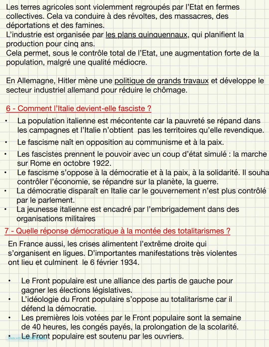 Histoire : Démocraties et totalitarismes dans l'entre-deux-guerres
●
1 - L'Europe après la Première Guerre Mondiale :
des nouvelles frontièr