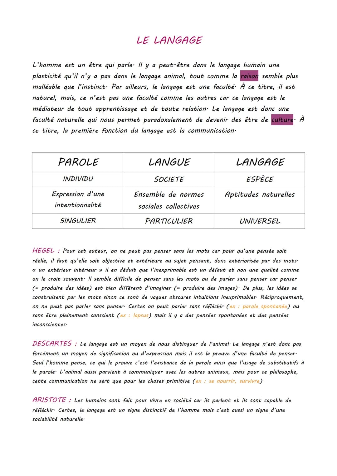 L'homme est un être qui parle. Il y peut-être dans le langage humain une
plasticité qu'il n'y a pas dans le langage animal, tout comme la ra