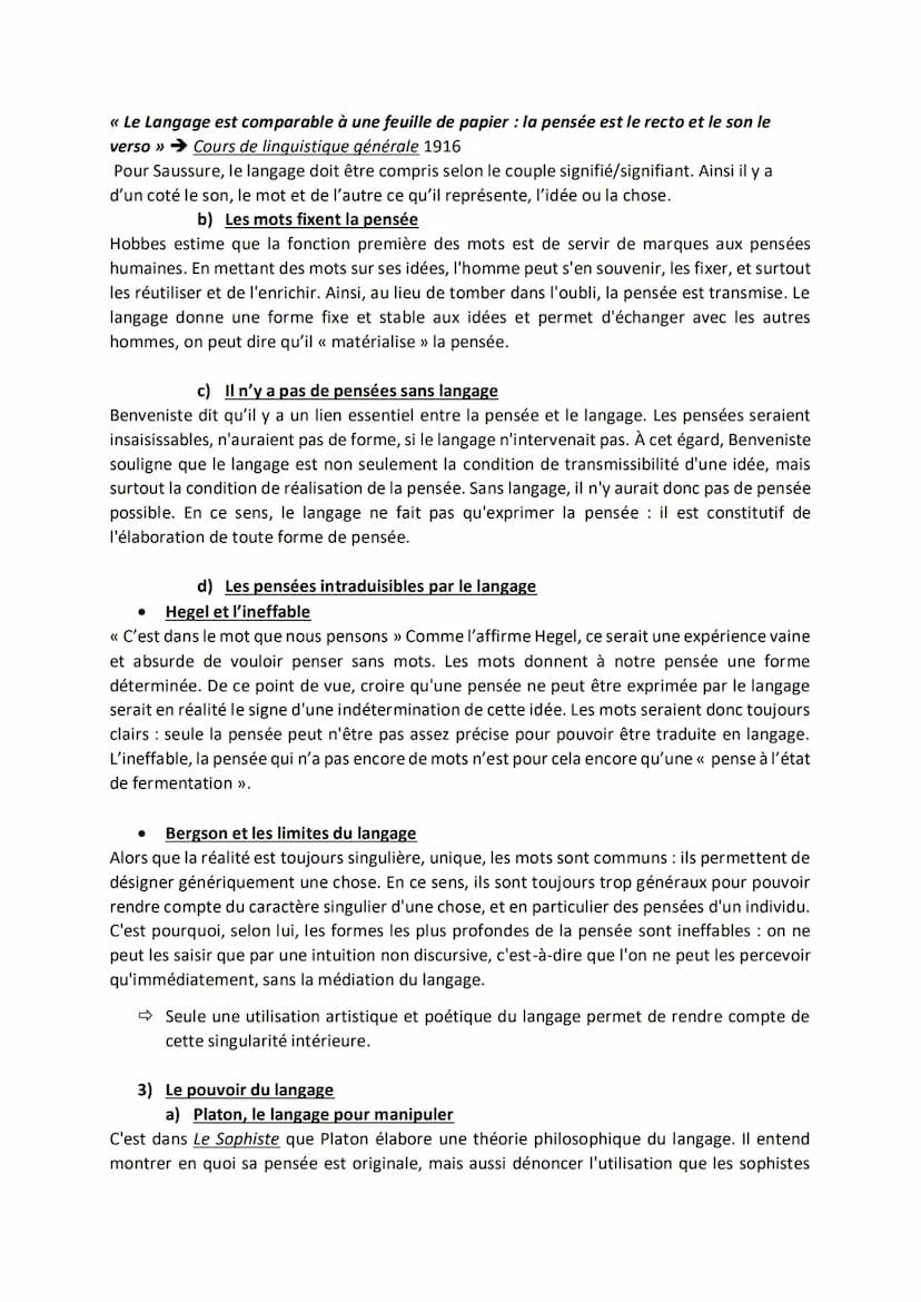 Repères à Maitriser :
Objectif/Subjectif
Genre/Espèce/Individu
Intuitif/Discursif
Ressemblance/Analogie
CHAPITRE 8: LE LANGAGE
1) Le langage