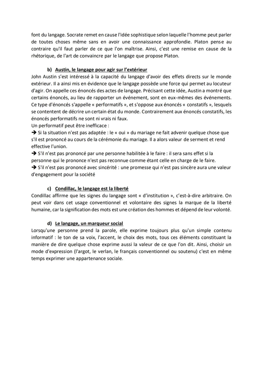 Repères à Maitriser :
Objectif/Subjectif
Genre/Espèce/Individu
Intuitif/Discursif
Ressemblance/Analogie
CHAPITRE 8: LE LANGAGE
1) Le langage