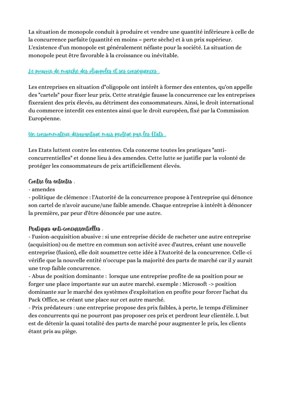 SES Chapitre 2 Le fonctionnement d'un marché imparfaitement concurrentiel
En réalité, la concurrence n'est pas parfaite et les entreprises c