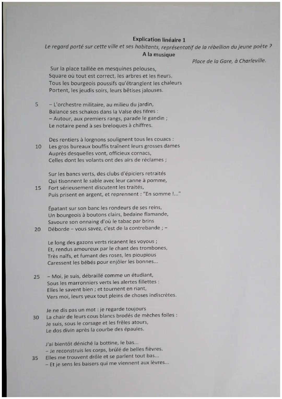 "À la musique"-Rimbaud explication linéaire 