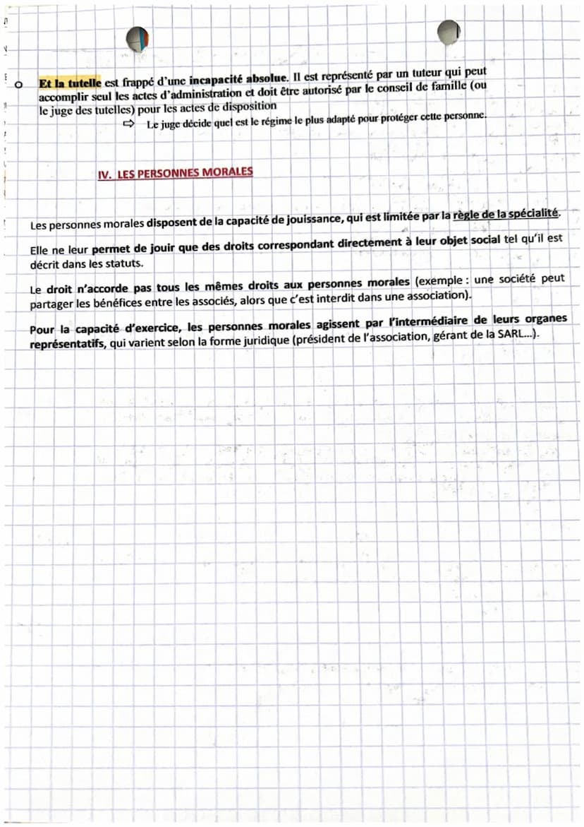 drat
1. chapitre 8
Introduction:
A
A
J
Les personnes juridiques disposent d'une capacité juridique qui débute à leur naissance et s'éteint à