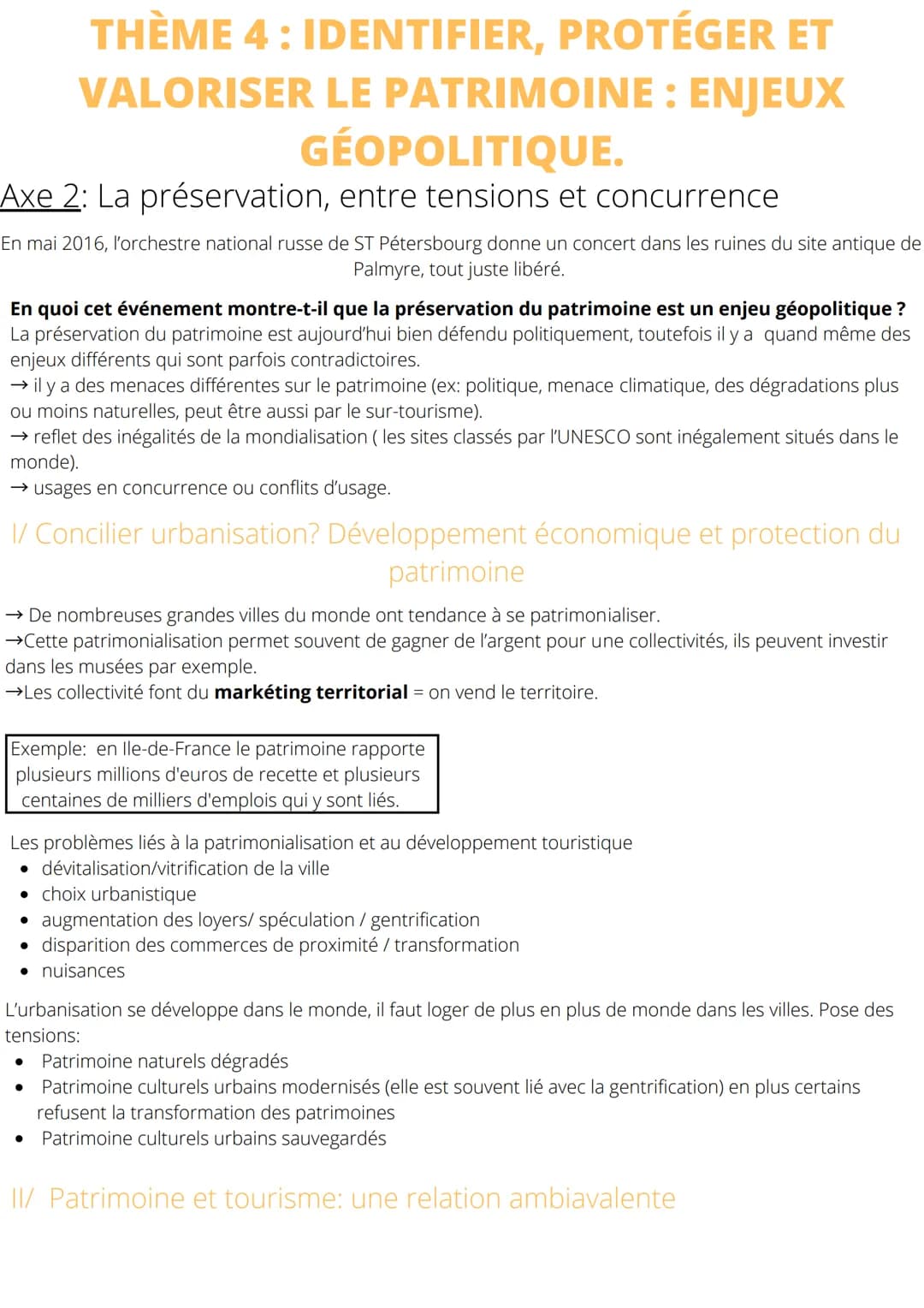 THÈME 4: IDENTIFIER,
PROTÉGER ET
VALORISER LE PATRIMOINE : ENJEUX
GÉOPOLITIQUE.
Axe 2: La préservation, entre tensions et concurrence
En mai