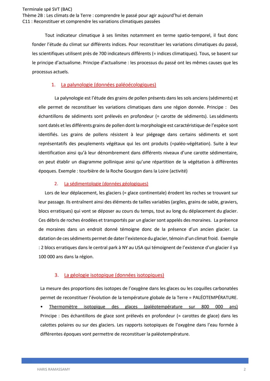 Terminale spé SVT (BAC)
Thème 2B: Les climats de la Terre : comprendre le passé pour agir aujourd'hui et demain
C11: Reconstituer et compren
