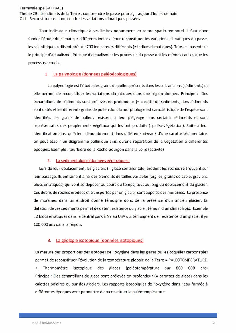 Terminale spé SVT (BAC)
Thème 2B: Les climats de la Terre : comprendre le passé pour agir aujourd'hui et demain
C11: Reconstituer et compren