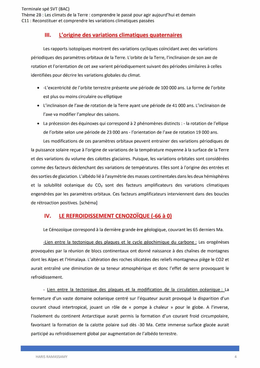 Terminale spé SVT (BAC)
Thème 2B: Les climats de la Terre : comprendre le passé pour agir aujourd'hui et demain
C11: Reconstituer et compren