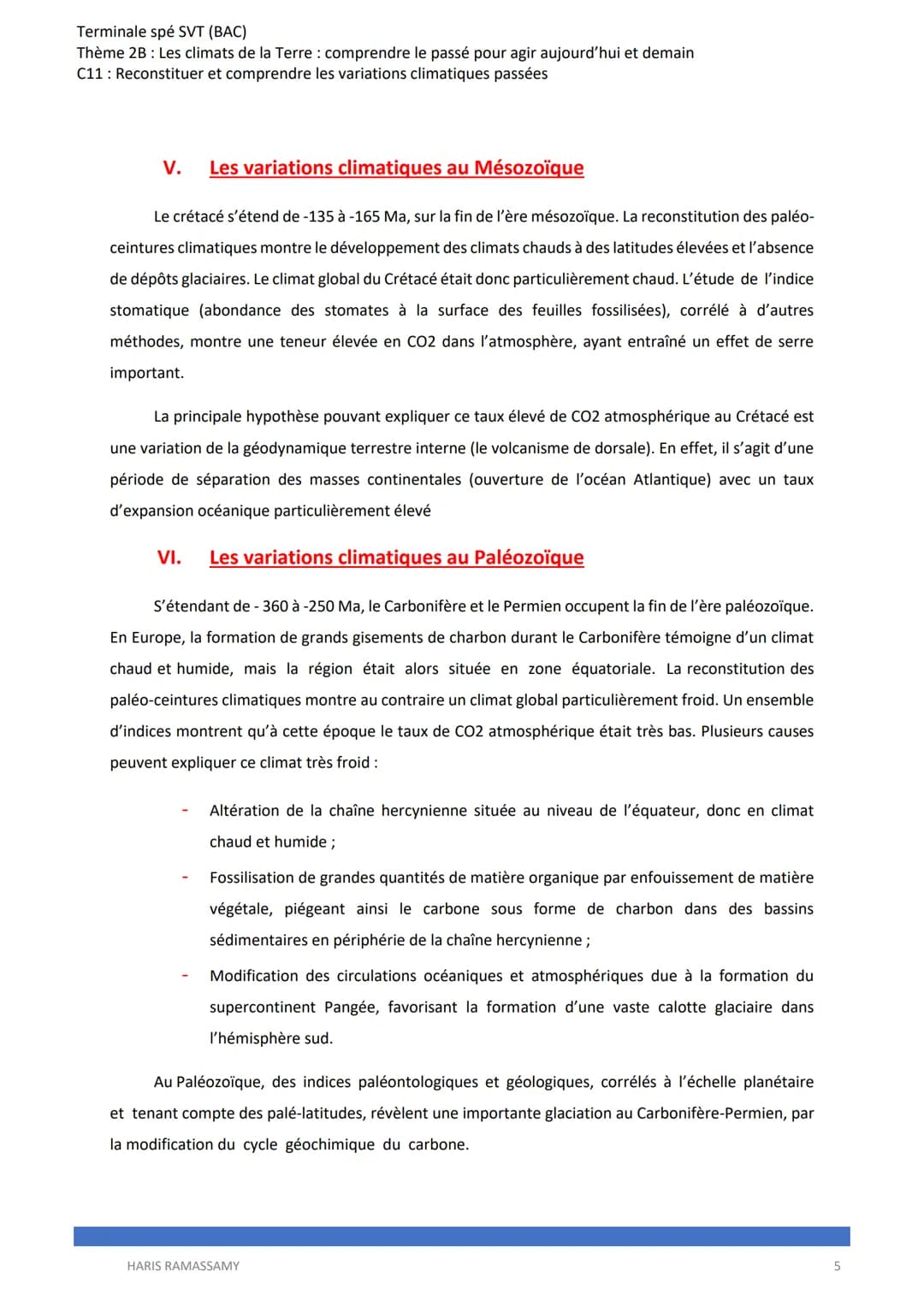 Terminale spé SVT (BAC)
Thème 2B: Les climats de la Terre : comprendre le passé pour agir aujourd'hui et demain
C11: Reconstituer et compren