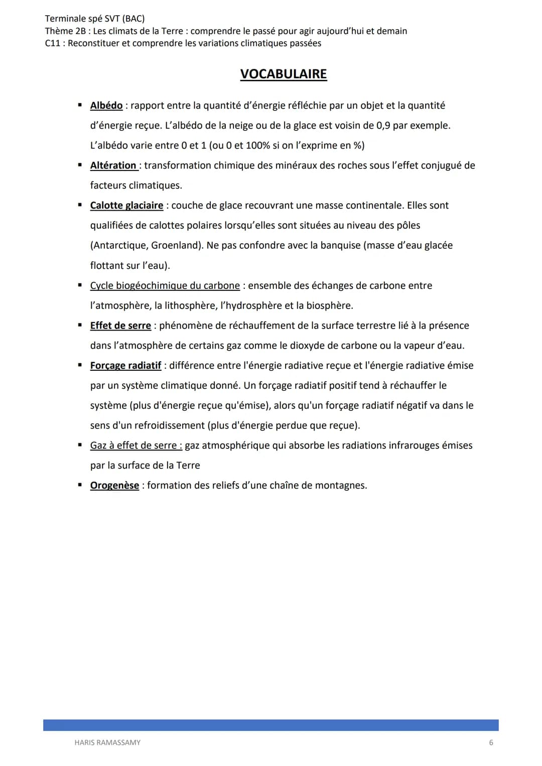 Terminale spé SVT (BAC)
Thème 2B: Les climats de la Terre : comprendre le passé pour agir aujourd'hui et demain
C11: Reconstituer et compren