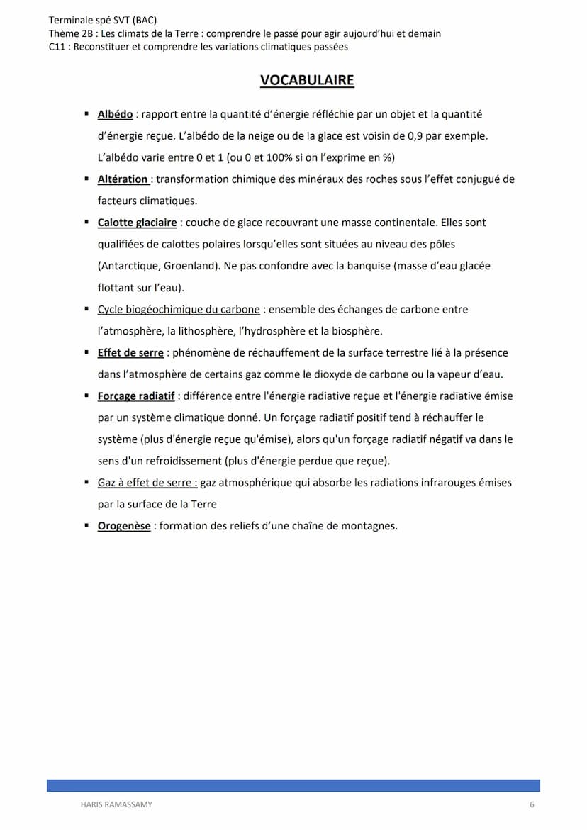 Terminale spé SVT (BAC)
Thème 2B: Les climats de la Terre : comprendre le passé pour agir aujourd'hui et demain
C11: Reconstituer et compren