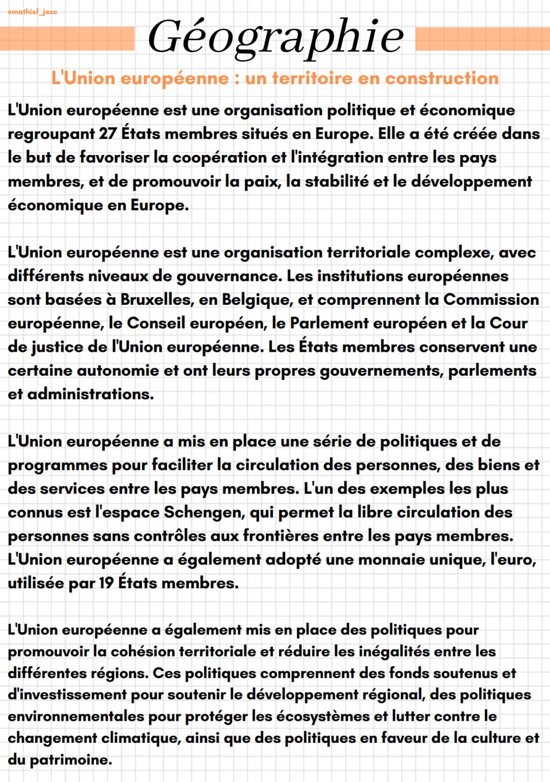emathist_jsxc
Géographie
L'Union européenne : un territoire en construction
L'Union européenne est une organisation politique et économique
