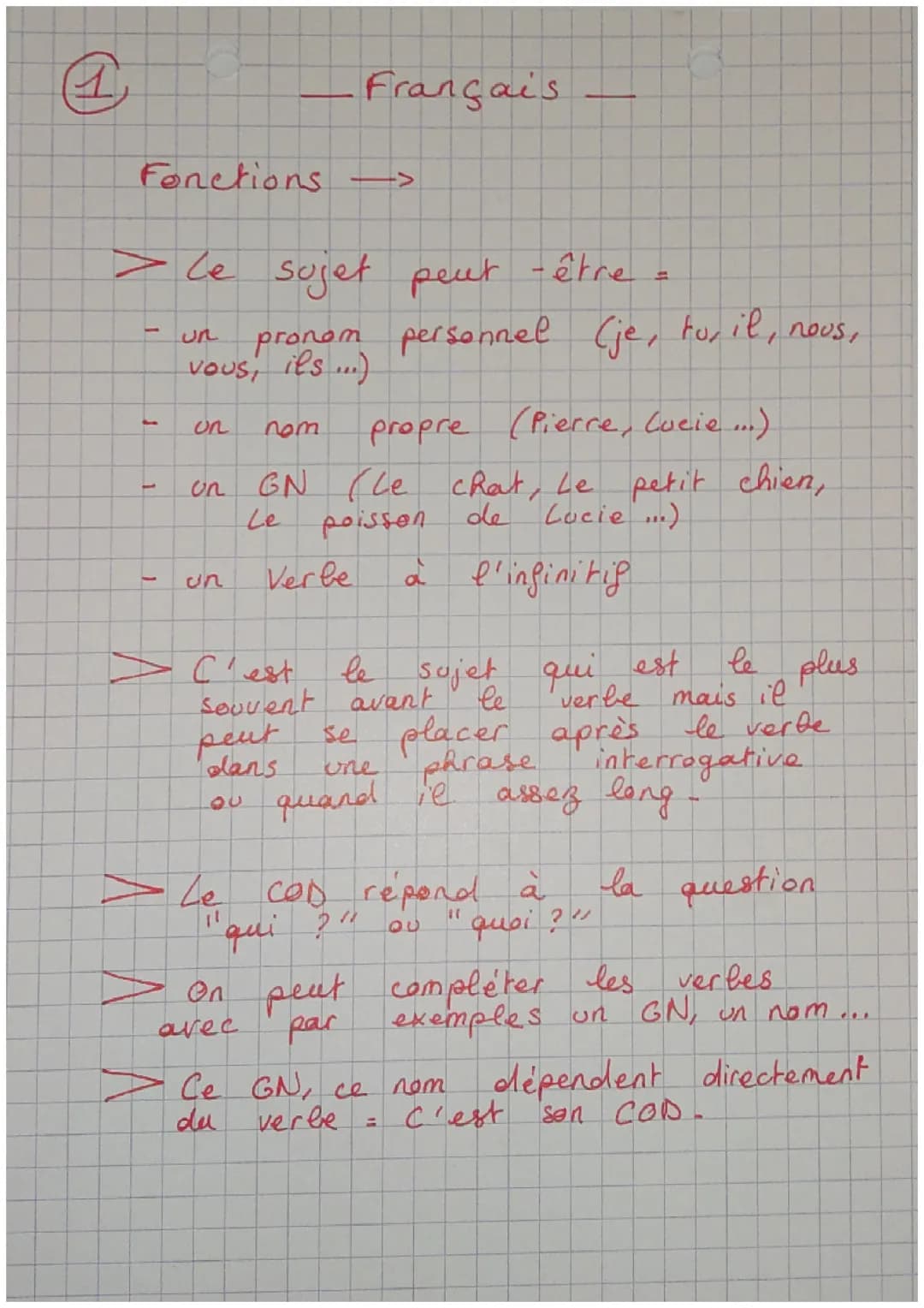 Fonctions -> français niveau 4ème et/ou 3ème 