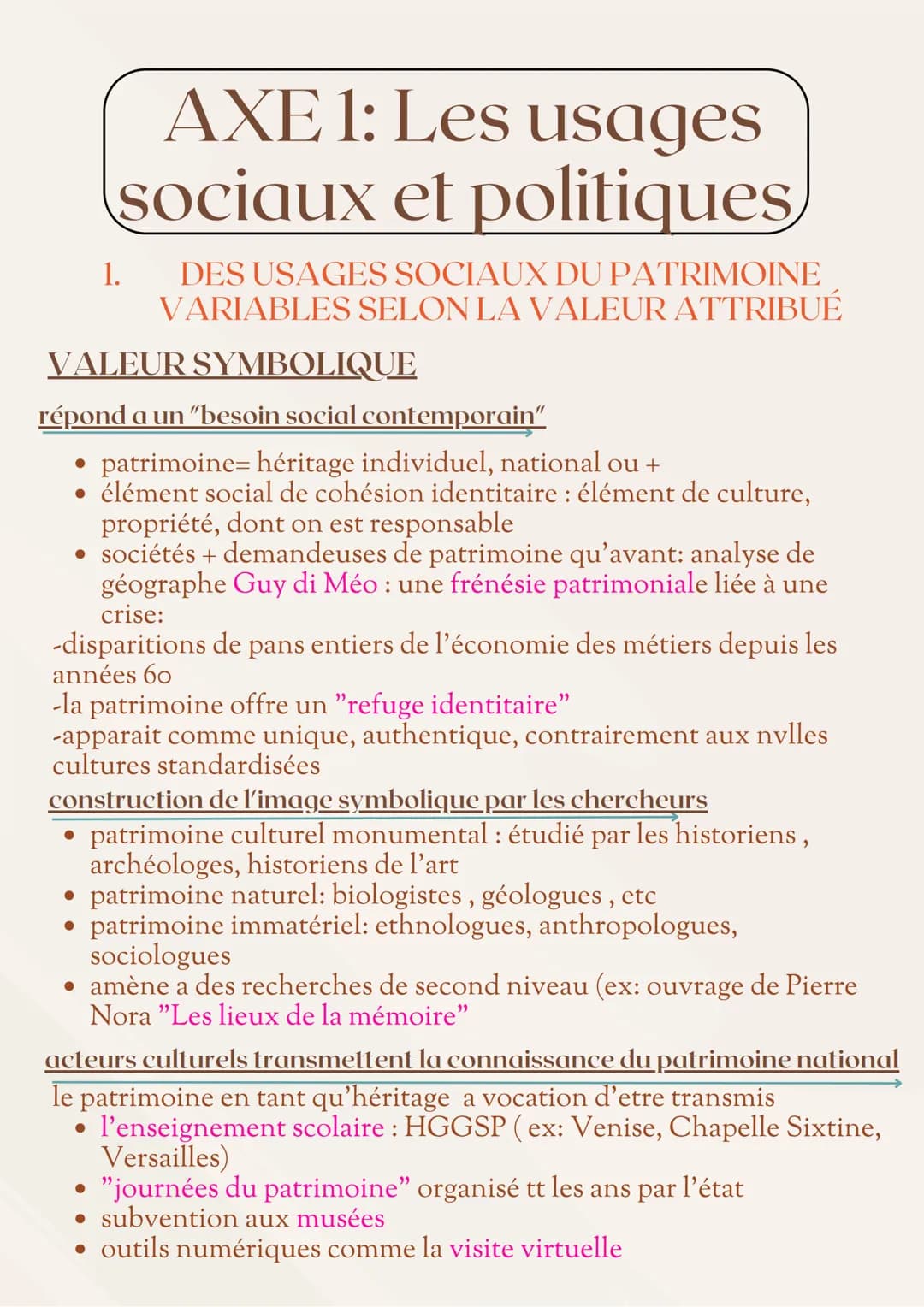 PATRIMOINE: INTRO
patrimoine : désigne les biens
matériels qu'un individu tient par
héritage de ses ascendants et
transmet a ses descendants