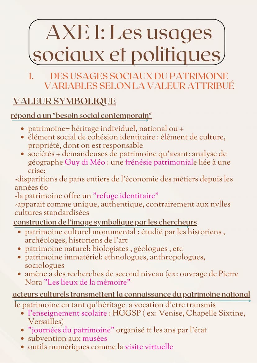 PATRIMOINE: INTRO
patrimoine : désigne les biens
matériels qu'un individu tient par
héritage de ses ascendants et
transmet a ses descendants