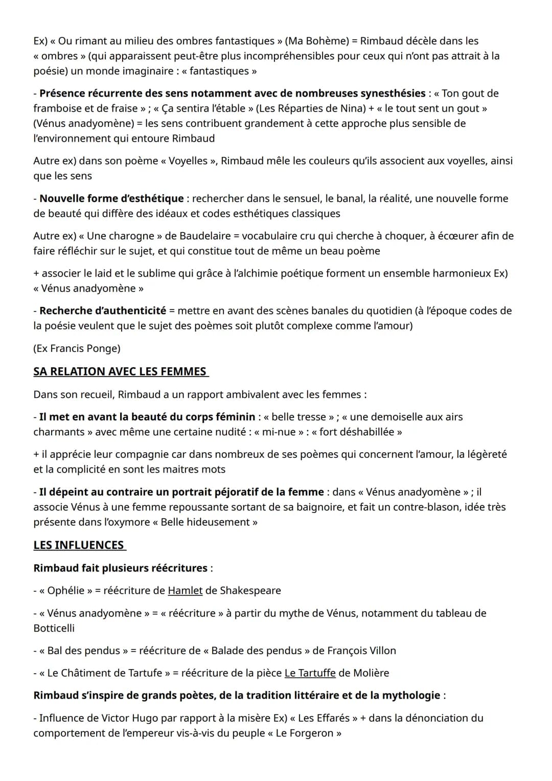 FICHE REVISIONS DISSERTATION RIMBAUD
L'AMOUR POUR LA NATURE
- Nature sainte : « Nature! o toi qui fis ces hommes saintement » (Le Mal) qui c