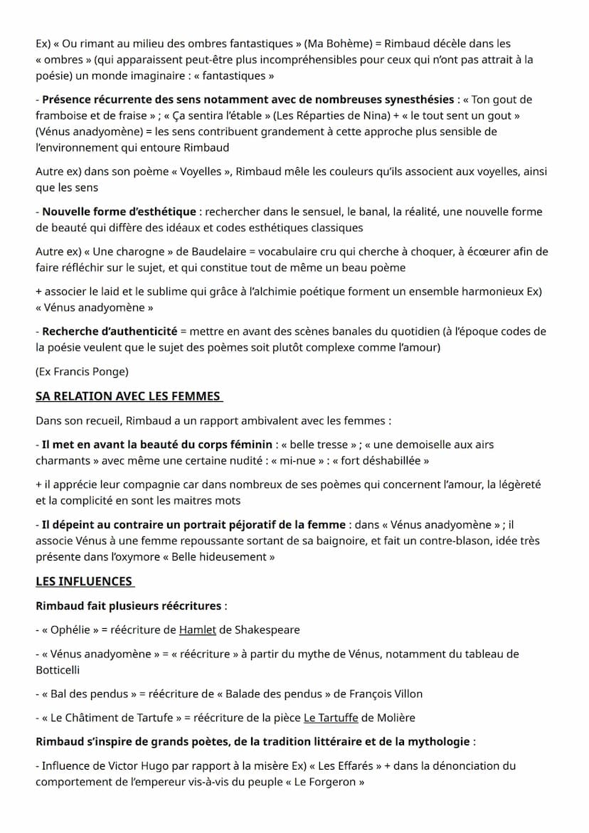FICHE REVISIONS DISSERTATION RIMBAUD
L'AMOUR POUR LA NATURE
- Nature sainte : « Nature! o toi qui fis ces hommes saintement » (Le Mal) qui c