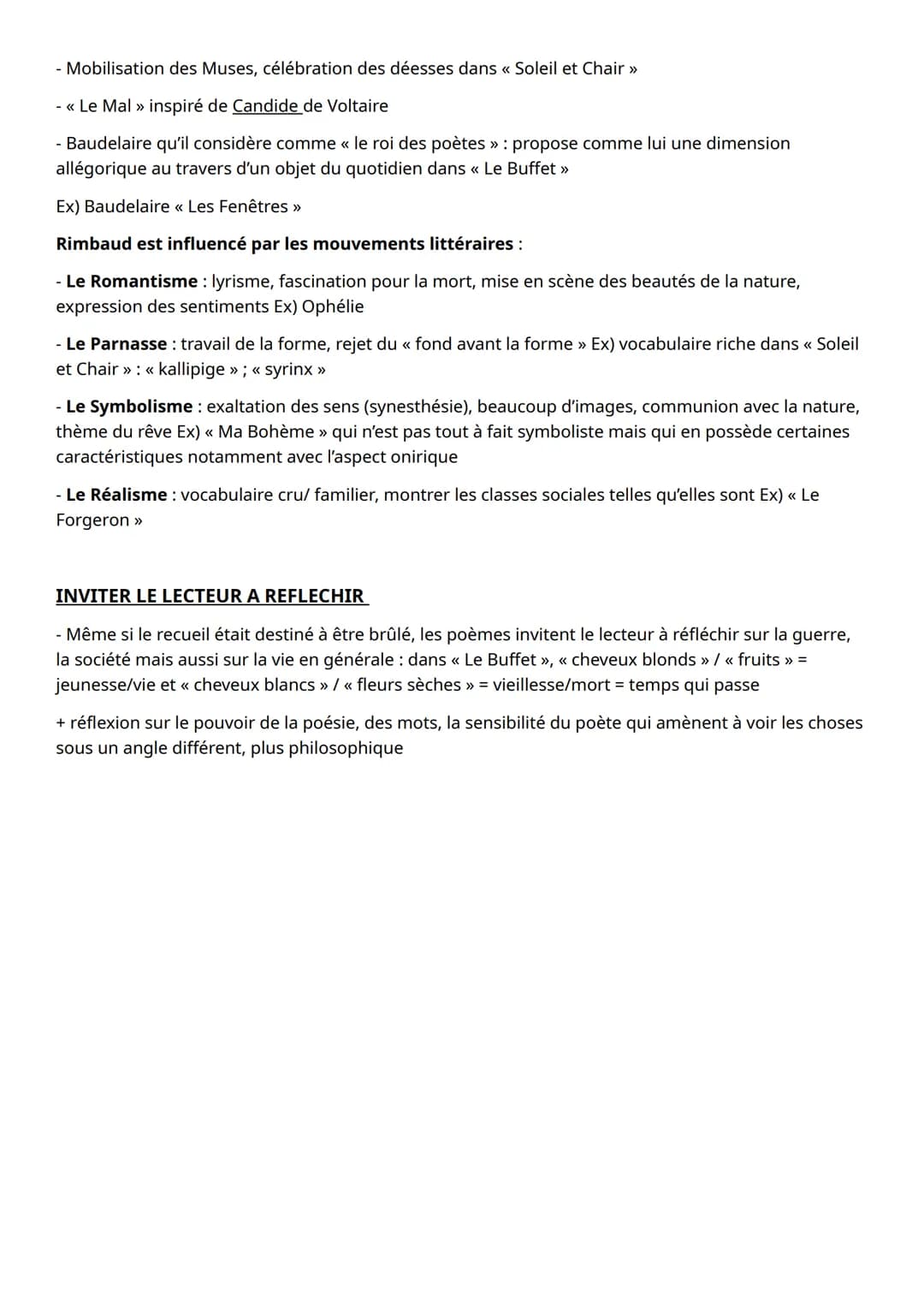 FICHE REVISIONS DISSERTATION RIMBAUD
L'AMOUR POUR LA NATURE
- Nature sainte : « Nature! o toi qui fis ces hommes saintement » (Le Mal) qui c